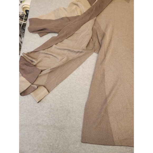 MarlaWynne Cardigan Sweater Womens Medium Brown Beige Open Front Colorblock - Picture 9 of 15